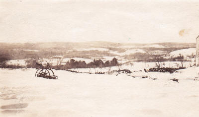 In winter, looking across valley